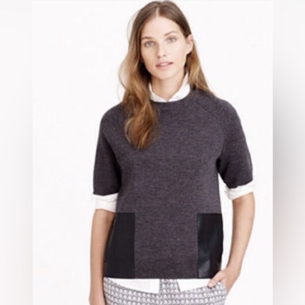 J.Crew Marino Leather Pocket Top